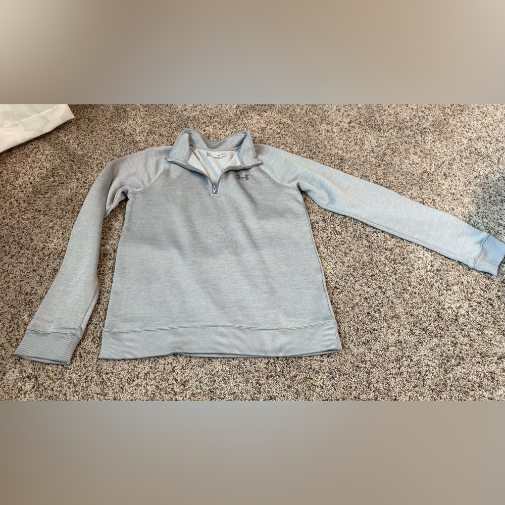 Under Armour Youth Light Gray Quarter Zip Pullover Boys - Size Large